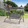 3-seat Outdoor Backyard Swing Chair Patio Bench Adjustable Canopy Padded