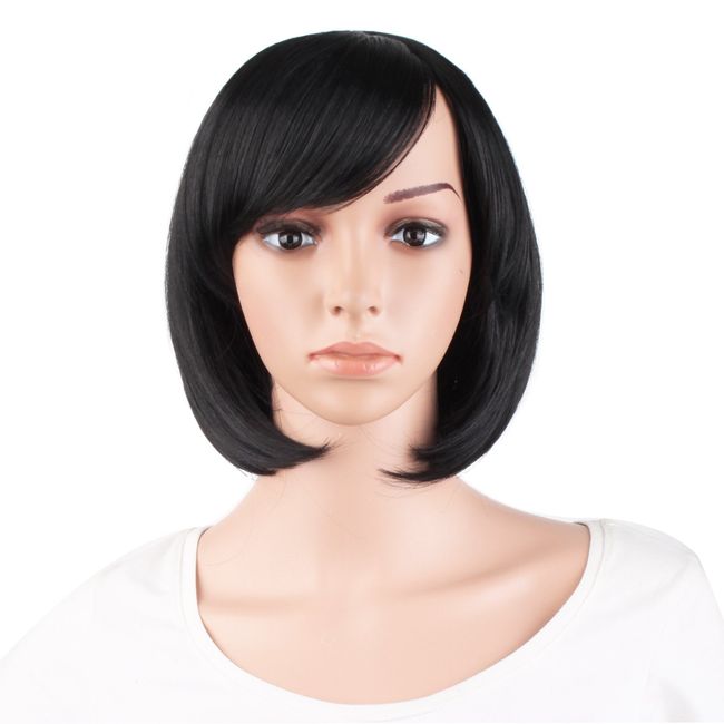 MapofBeauty Beautiful Women's Short Straight BOB Wig (Jet Black)