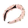 VOCOSTE Pink Headband Diamond Women Knotted Fashion Pleated Headband Versatile Outerwear Hair Accessories 1pc