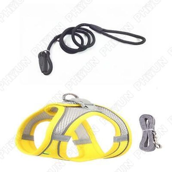 Dog Leash Set Adjustable P-chain Leash & Vest Leash Kit Pet Harness Vest Yellow