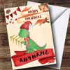 Watercolour Rustic Dinosaur Personalised Children's Christmas Card