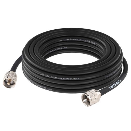 YOTENKO CB Antenna Coax Cable 18ft, RG8x Coaxial Cable, CB Ham Radio Coaxial, PL259 Male to PL259 Male Connector Coax 50 Ohm Low Loss