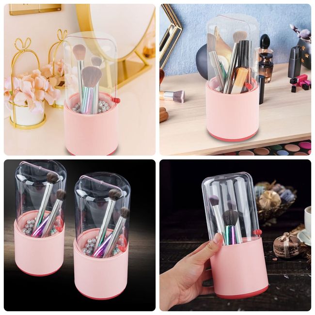 Crystal Brush Holder With Lid Acrylic Makeup Storage Organiser 