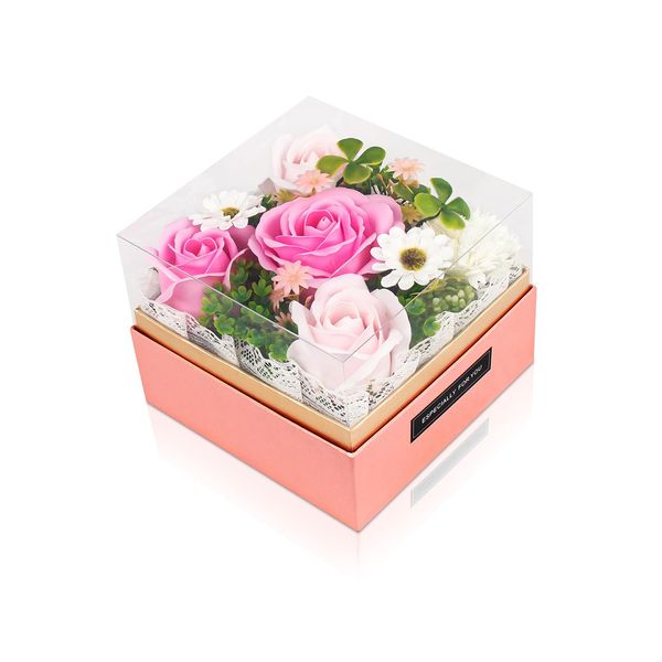 BBice Soap Flower Bouquet Gift Box, Non-Withering Flower Present, PVC Proof Included, Birthday, Anniversary, Mother's Day, Father's Day, Respect for the Aged Day, Valentine's Day, Christmas, New Year, Wedding Anniversary, Girlfriend, Farewell Party, Retir