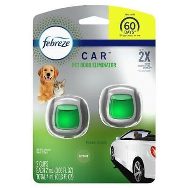 2 NEW 2 PACK FEBREZE CAR VENT CLIPS PET ODOR ELIMINATOR FRESHENER FRESH SCENT