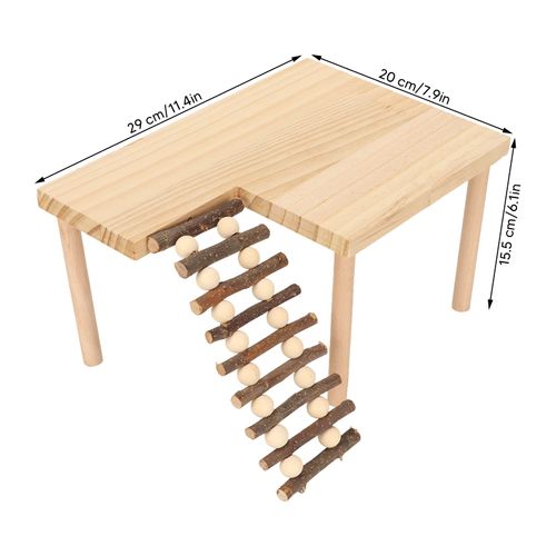 Tnfeeon Hamster Exercise Ladder Climbing,Hamster Climbing 2 Layer Landscaping Wooden Hamster Playing Activity with Ladder