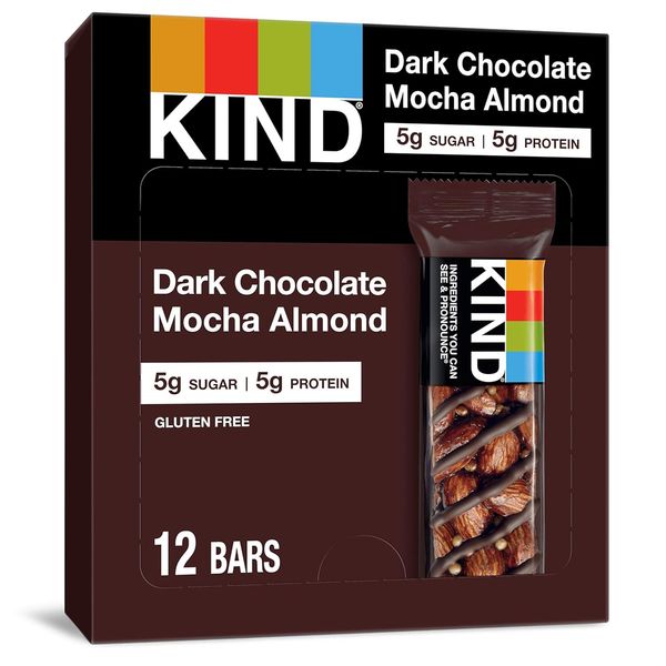 KIND Bars, Dark Chocolate Mocha Almond, Healthy Snacks, Gluten Free, Low Sugar