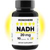 MONOHERB NADH 20 mg - 90 Vegetarian Capsules - Reduced Nicotinamide Adenine Dinucleotide Supplement - Made in USA