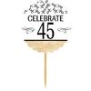 45th Birthday / Anniversary Novelty Burlap Cupcake Decoration Picks -12pack