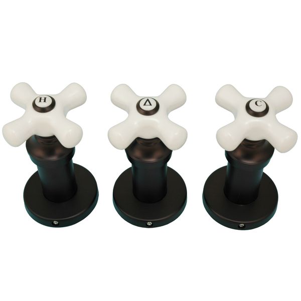 Shower Trim Kit Fits Price Pfister Crown Imperial Shower Faucet, with Porcelain Cross Handles, Oil Rubbed Bronze Finish -By Plumb USA