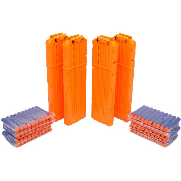 Linn James 4 Pack of 18-Dart Bullet Quick Reload Clips - This Magazine Cartridge is Great for Play with Nerf Guns N-Strike Elite Series Foam Dart Blasters and Accessories