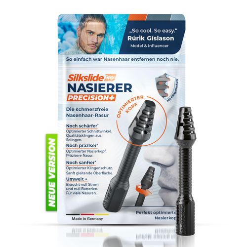 Silkslide Pro Nasierer - Nose Hair Trimmer Men - Nose Hair Remover - High Precision Blades from Solingen - with Blade Protection - No Power and Battery