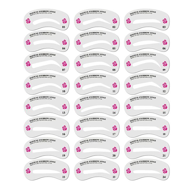 24 Stücke Augenbrauen Schablonen Set Augenbrauen Form Schablonen für Anfänger Make-up Wiederverwendbar Augenbrauen Schablonen Set