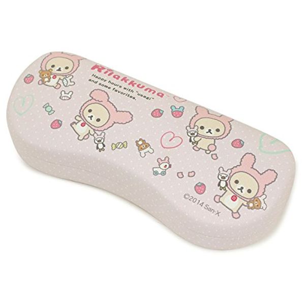 Pearl Rilakkuma Rabbit and Play Glasses Case, Hard Magnetic Polka Dot, Pink