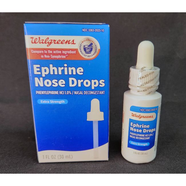 Nose Drops Walgreens Ephrine Nasal Decongestant, 1-Pack 1oz EXP 10/2025