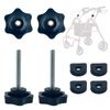Movbudy 2 Set Rollator Walker Replacement Knobs, Universal Adjustable Replacement Arm Adjustment Knobs with Screws Washers, M6 Track Bolt Set T Track Bolts Rollator Knob for Rollator Walker Parts