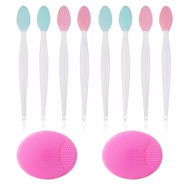 10 Pcs Set Double Sided Silicone Exfoliating Nose Brush Tool Set Silicone Face Scrubbers Exfoliating Brushes Set Silicone Exfoliating Lip Brush for Lip Nose Skin Clean