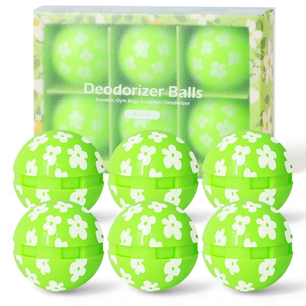 Shoe Deodorizing Balls, Jasmine Scented Deodorizer Balls for Sneakers Cars Lockers Wardrobes 6 Pack