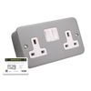 SHPELEC® 13A Premium Switched Metal Clad Double Sockets 2 Gang BS Standard - Available in 1, 2, and 3 Pack Variations (1)