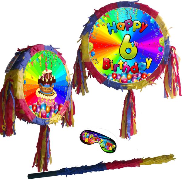 Piñata with Stick & Blindfold - Number 6