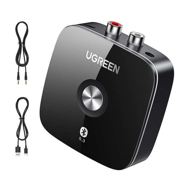 UGREEN Bluetooth Receiver for Hi-Fi, Bluetooth 5.3, Low Latency Audio, 3.5mm Aux and RCA Connection, 8H Playtime, Long Range, Dual Pairing, Bluetooth Adapter for HiFi Amplifier, Home Stereo, Speaker