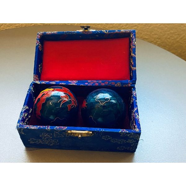 Chinese Health Exercise Stress Balls Realization Therapy Dragon & Phoenix Blue