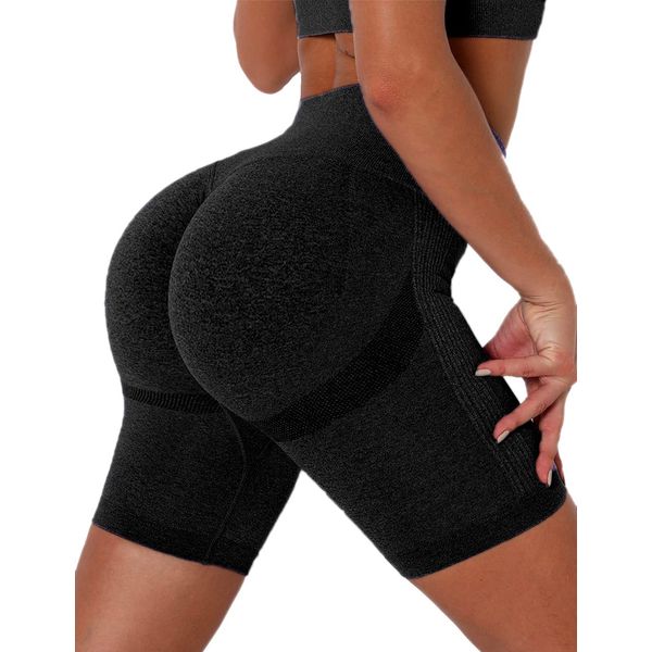 RIOJOY Scrunch Seamless Cycling Shorts for Women High Waisted Ruched Butt Lifting Sports Running Gym Shorts