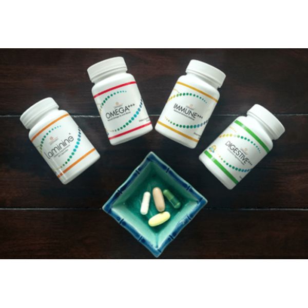 1 bot. Laminine-1 bot. Omega-1 bot. Digestiv-1 bot. Immune: (30 counts each bot)
