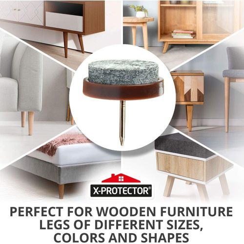 Nail-on Felt Pads X-PROTECTOR 40 PCS - 0.8" Felt Furniture Pads - Felt Chair Pads for Hardwood Floors - Floor Protectors for Furniture Legs - Best Furniture Sliders for Hardwood Floors (20mm)!