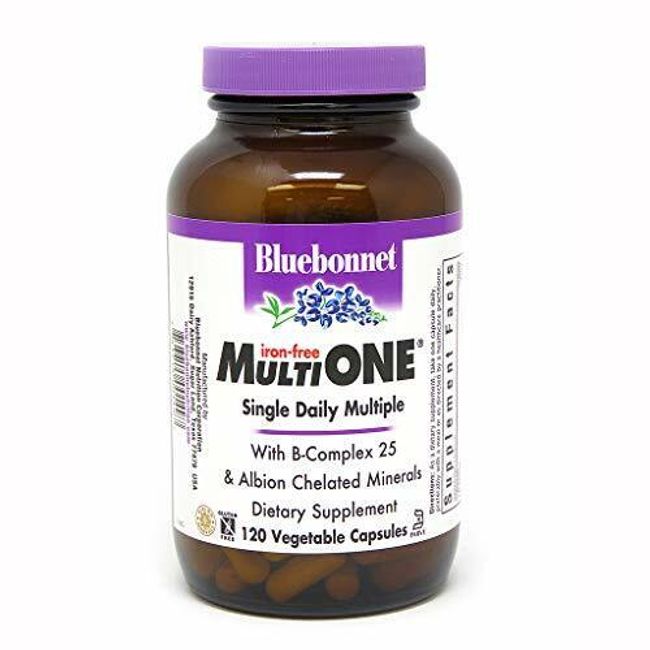 Bluebonnet Nutrition Multi One (Iron Free) Vegetable Capsules, Complete Full ...