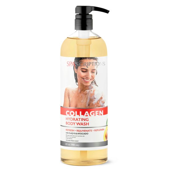 SpaScriptions Collagen Hydrating Body Wash, with CoQ10 and Avocado to Refresh, 33 oz