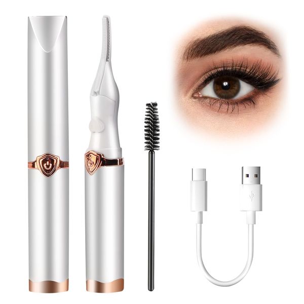 Electric Eyelash Curler, Heated Eyelash Curler, Mini Heated Lash Curler, Electric Eyelash Curler Heated for Woman, Finalize Eyelash Beauty Tool for Women (White)