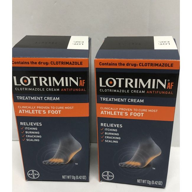 x2~Lotrimin AF Antifungal Cream for Athlete's Foot 12g, EXP 10/24