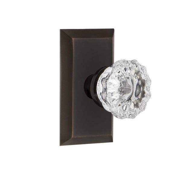 Nostalgic Warehouse Studio Plate with Crystal Glass Knob, Single Dummy, Timeless Bronze