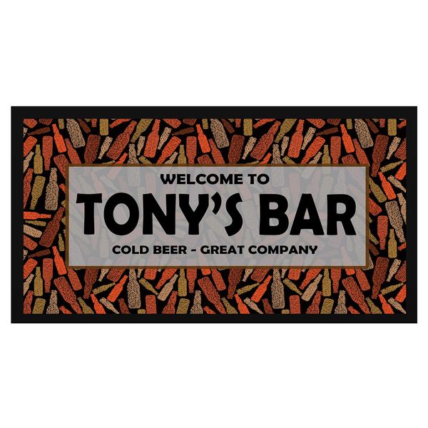 Personalised Welcome - Cold Beer Bar Mat/Runner - Add Your Name - Pub, Top, Custom