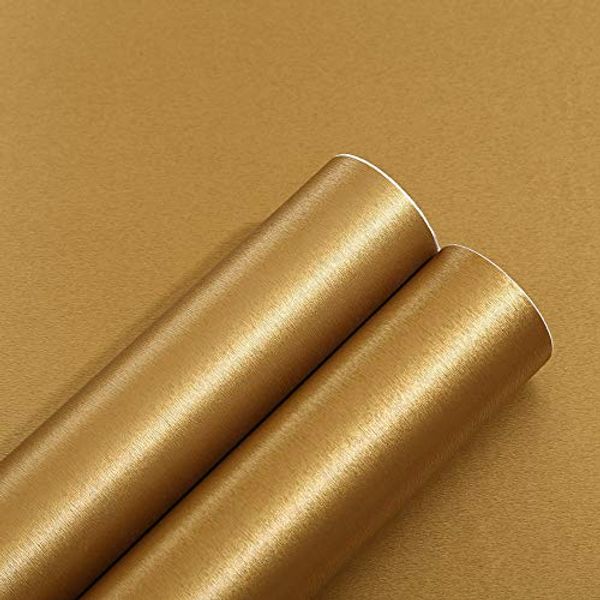 Taogift Self Adhsesive Vinyl Film Brushed Metal Stainless Steel Contact Paper for Dishwasher Fridge Refrigerator Stove Appliances Kitchen Cabinets Countertops Walls Backplash 15.7x117 Inches (Gold)