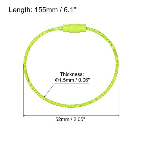 uxcell 12Pack Cable Key Rings, 6-inch(155mm) Wire Keychain Twist Loops for Lanyards, Keychains, Luggage Tags, Light Emerald Green