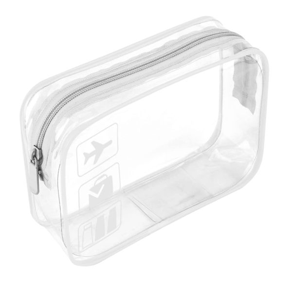 Clear Travel Toiletry Bag TSA Approved Quart Size Travel Bag Clear Airport Carry On Liquid Bag Cosmetic Pouch Clear Shower Bag Transparent Toiletries Bag Airport Security Toiletry Bags(White