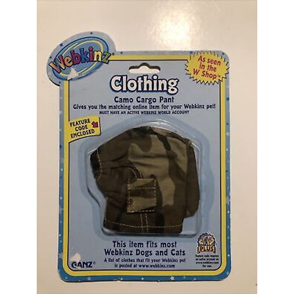 NEW!  GANZ WEBKINZ CAMO CARGO PANTS, WE000055 with Code