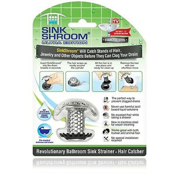 SinkShroom® Ultra Stainless Steel Hair Catcher Drain Protector by TubShroom