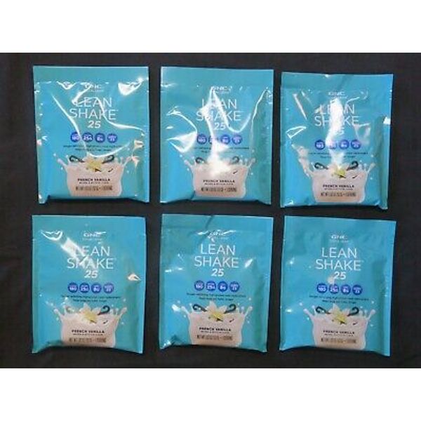 (6) Packets GNC Total Lean Shake 25 Meal Replacement French Vanilla 1.83 Oz Each