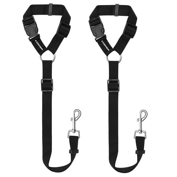 CGBOOM Dog Car Seat Belt, 2 Pack Dual Use Adjustable Dog Car Harness Restraints Leads Pet Puppy Dog Safety Seat Belt for Any Cars Vehicle Travel Dog Accessories (Black)