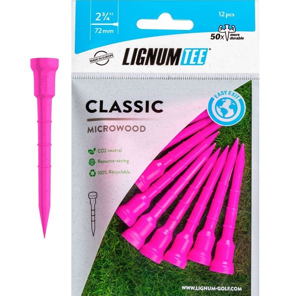 LIGNUM Classic Golf Tees, Lasts 50+ Rounds, Anti-Spin Head, Ring System