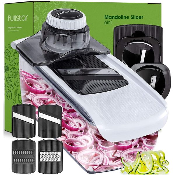 Fullstar 6-in-1 Mandoline Slicer For Kitchen, Cheese Grater, Vegetable Spiral...