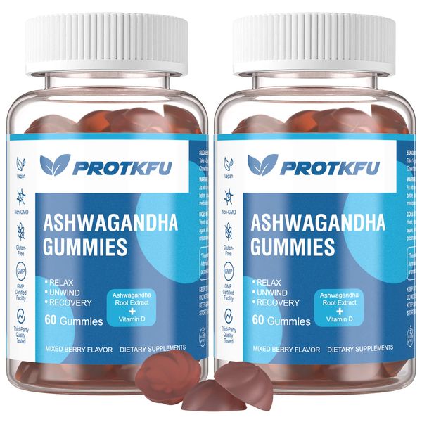 ProTKFU Ashwagandha Gummies for Women & Men - 120 Count | Organic Ashwa Gummies for Energy Boost, Improve Sleep, Stress Relief & Mood Calm