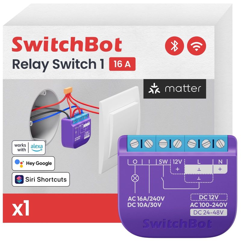 SwitchBot Smart Relay Switch 1, Smart Relay Module with Built-in Hub ...