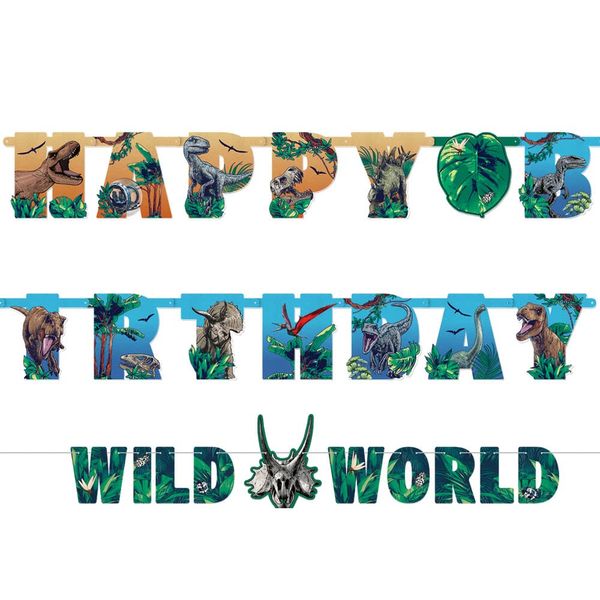 amscan Jurassic World Into the Wild Jumbo Letter Banner, Set of 2