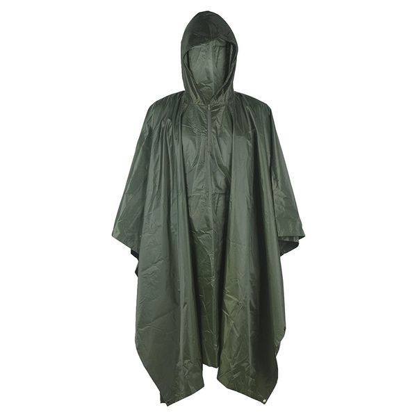 LOOGU Military Camouflage Rain Poncho for Outdoor Camping Hunting Hiking, Green, Large