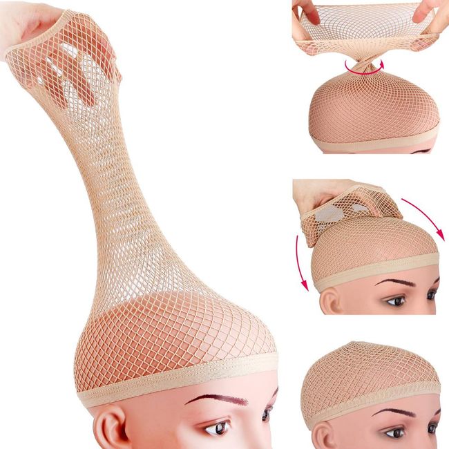 Dreamlover Hair Net for Wig, Wig Cap for Long Hair, Mesh Wig Caps for Women, Natural Nude, 2 Pieces