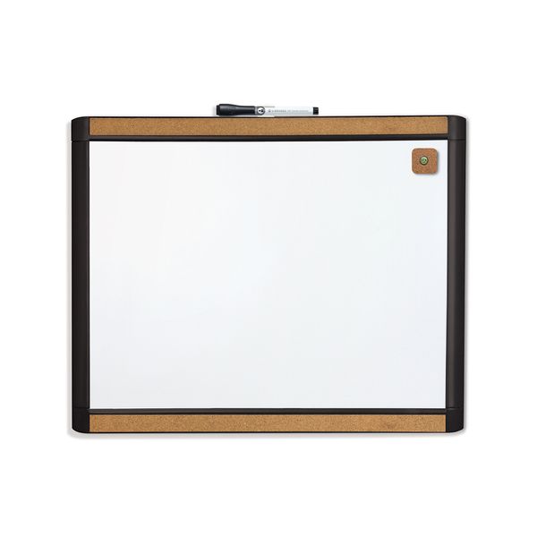 U Brands Magnetic Dry Erase Board, 20"x16", Black Pin-It Frame, Includes Marker and Magnet